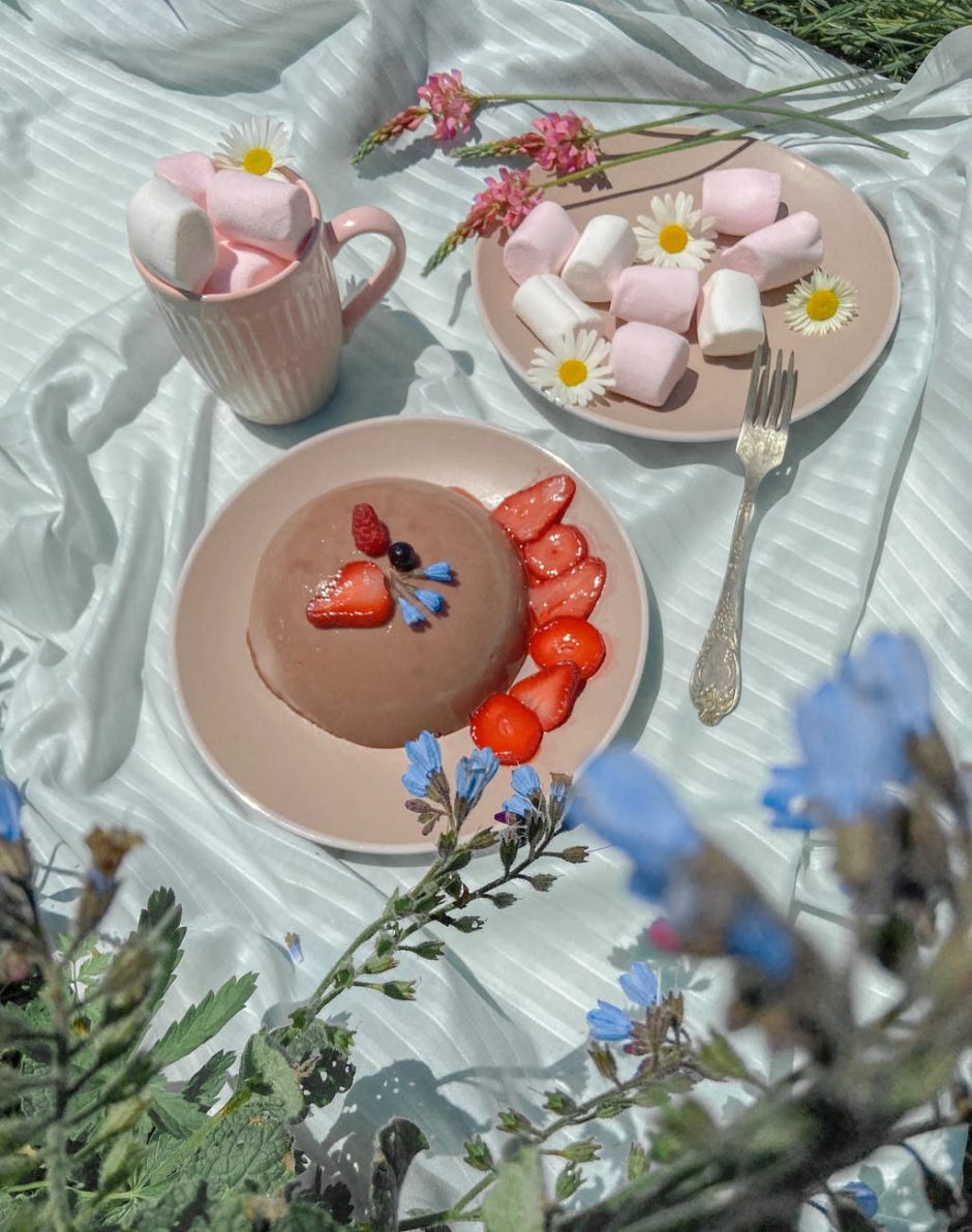 desserts on pink ceramic plate