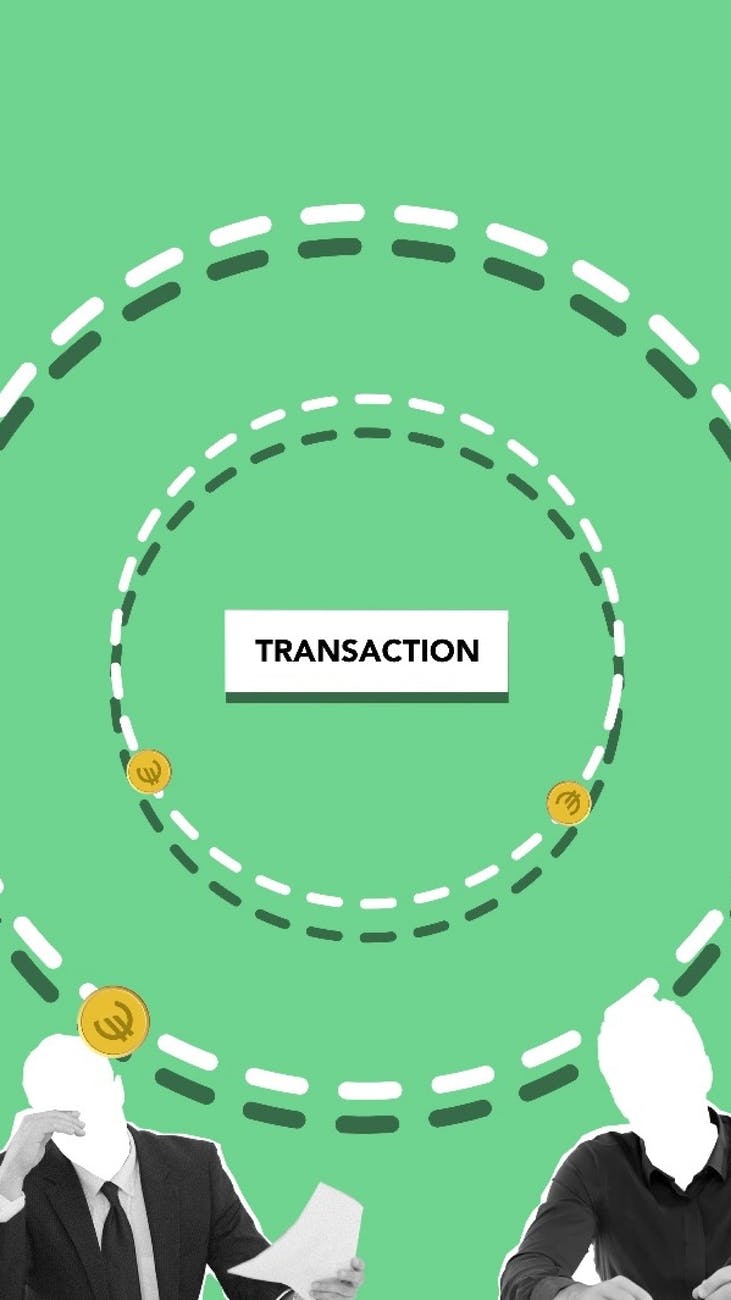 illustration showing online transaction among people